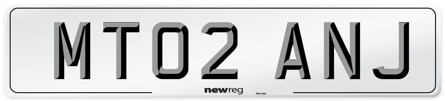 MT02 ANJ Number Plate from New Reg